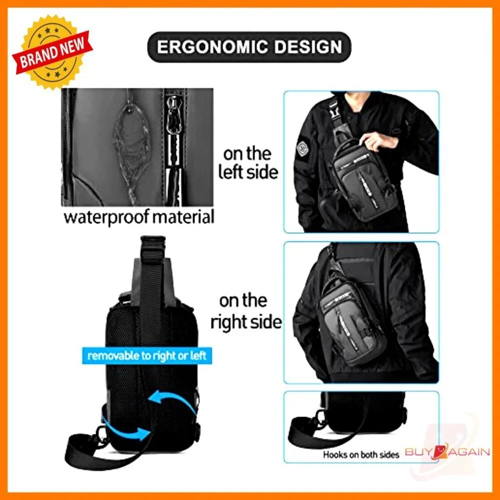 Mini Anti-Theft Sling Backpack with USB Port for Hiking Travel Cycling